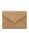 Saint Laurent Leather Letter Flap Card Holder In Brown