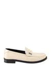 Saint Laurent Leather Loafers With Round Toeline And Rubber Sole In White