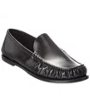Saint Laurent Laurent Ruched Detail Flat Sole Loafers In Black