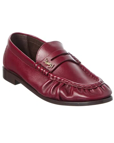 Saint Laurent Leather Loafer In Red