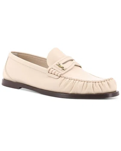 Saint Laurent Natural Leather Slip On Loafers In Ivory