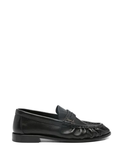 Saint Laurent Leather Loafers In Black