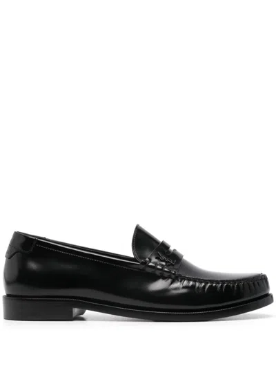 Pre-owned Saint Laurent Leather Loafers In Black