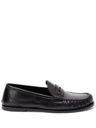 Saint Laurent Leather Loafers In Black