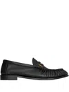 Saint Laurent Le Loafer Loafers In Polished Wrinkled Leather In Black