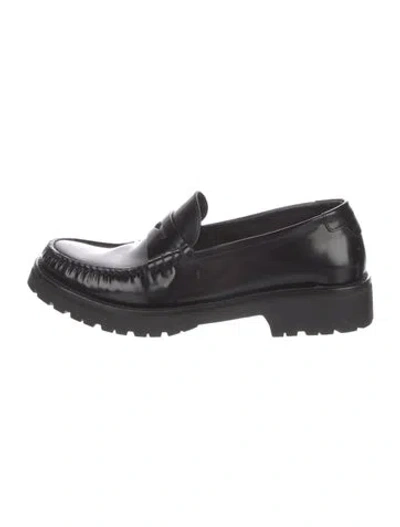 Pre-owned Saint Laurent Leather Loafers In Black