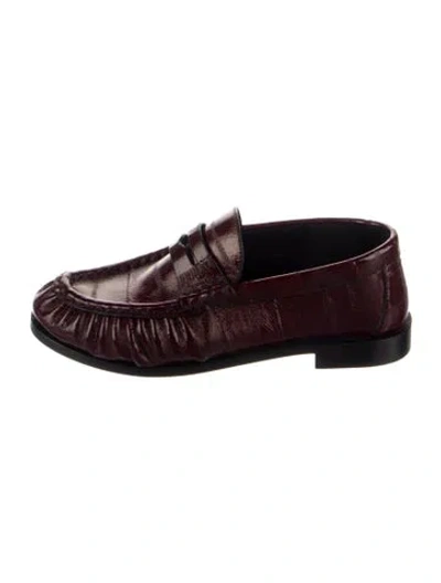 Pre-owned Saint Laurent Leather Loafers In Burgundy