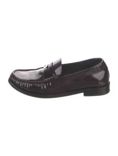 Pre-owned Saint Laurent Leather Loafers In Burgundy