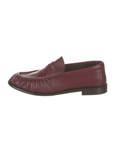 Pre-owned Saint Laurent Leather Loafers In Burgundy