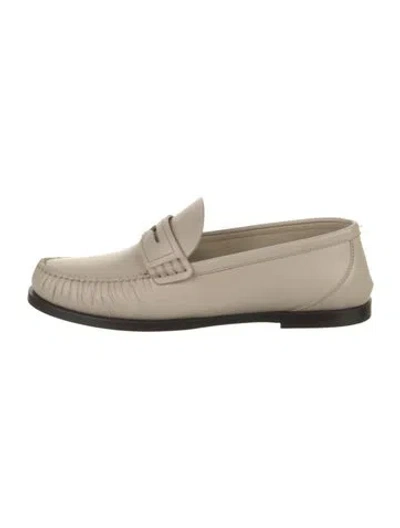 Pre-owned Saint Laurent Leather Loafers In Neutral