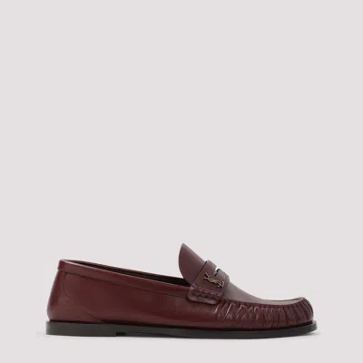 Saint Laurent Leather Loafers In Red