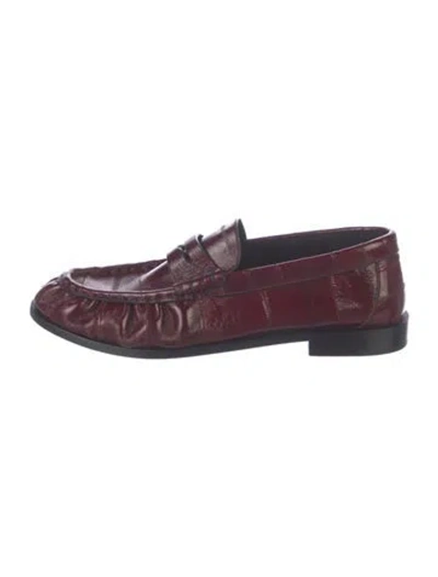 Pre-owned Saint Laurent Leather Loafers W/ Tags In Burgundy