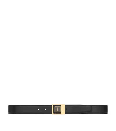 Saint Laurent Leather Logo Belt In Orange