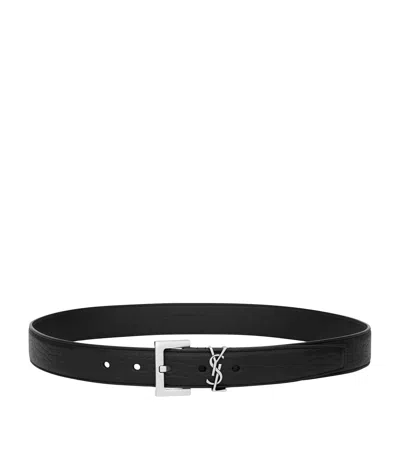 SAINT LAURENT LEATHER LOGO BELT