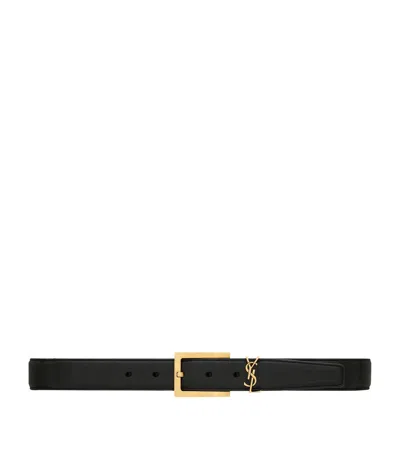 SAINT LAURENT SAINT LAURENT LEATHER LOGO BELT