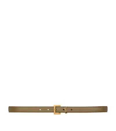 Saint Laurent Leather Logo Belt In Green