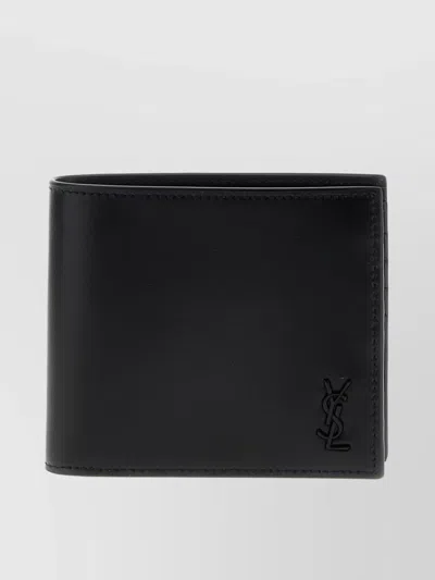 SAINT LAURENT LEATHER LOGO BI-FOLD WALLET