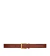 Saint Laurent Leather Logo-buckle Belt In Burgundy