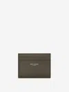 Saint Laurent Leather Logo Card Holder In Military Green