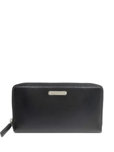 Pre-owned Saint Laurent Leather Long Wallet In Black
