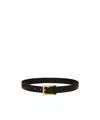 Saint Laurent Leather-loop Belt In Black