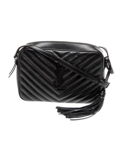 Pre-owned Saint Laurent Leather Lou Camera In Black