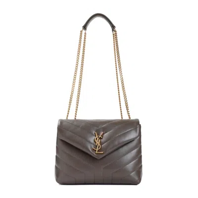 Saint Laurent Leather Loulou Bag In Light Musk