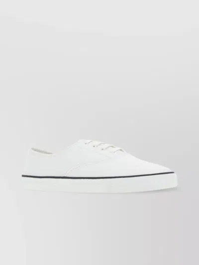 Saint Laurent Leather Low-top Round Toe Sneakers In White