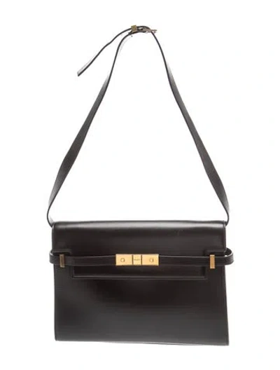 Pre-owned Saint Laurent Leather Manhattan Medium In Black