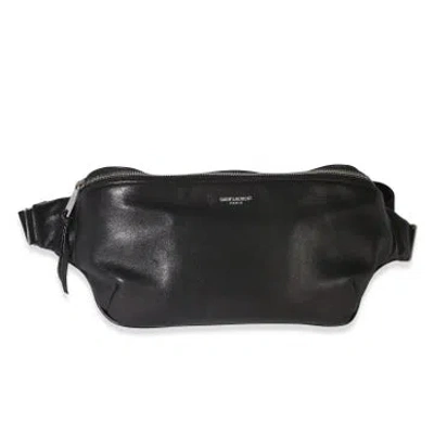 Pre-owned Saint Laurent Leather Marsupio Belt Bag In Black