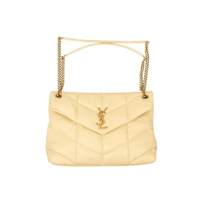 Pre-owned Saint Laurent Leather Medium Puffer Bag 'white'