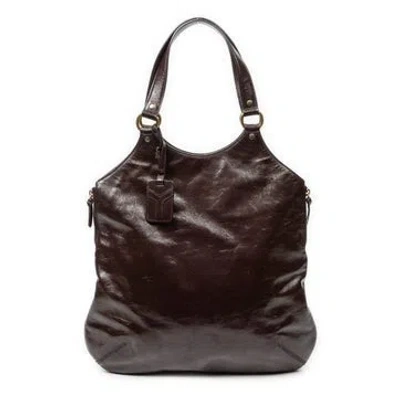 Pre-owned Saint Laurent Leather Metropolis Tribute Tote Null In Burgundy