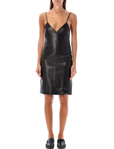 Saint Laurent Leather Midi Dress