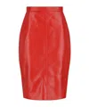 Saint Laurent Leather Midi Skirt In Red