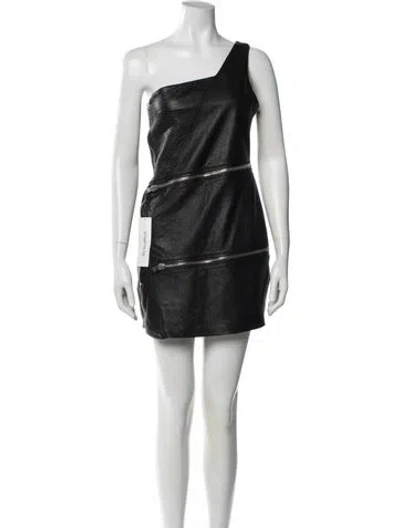 Pre-owned Saint Laurent Leather Mini Dress In Black