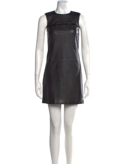 Pre-owned Saint Laurent Leather Mini Dress In Black