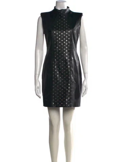 Pre-owned Saint Laurent Leather Mini Dress In Black