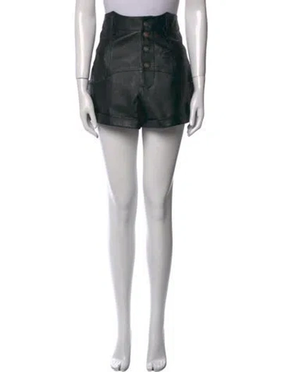 Pre-owned Saint Laurent Leather Mini Shorts In Black