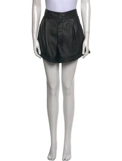 Pre-owned Saint Laurent Leather Mini Shorts In Black