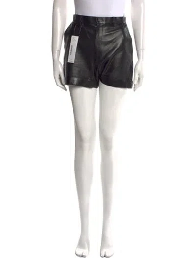 Pre-owned Saint Laurent Leather Mini Shorts In Black