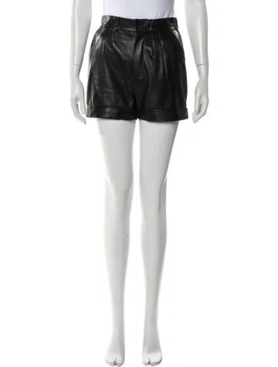 Pre-owned Saint Laurent Leather Mini Shorts In Black