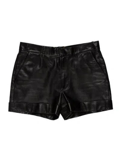 Pre-owned Saint Laurent Leather Mini Shorts In Black