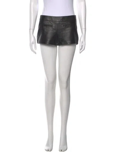 Pre-owned Saint Laurent Leather Mini Shorts In Black