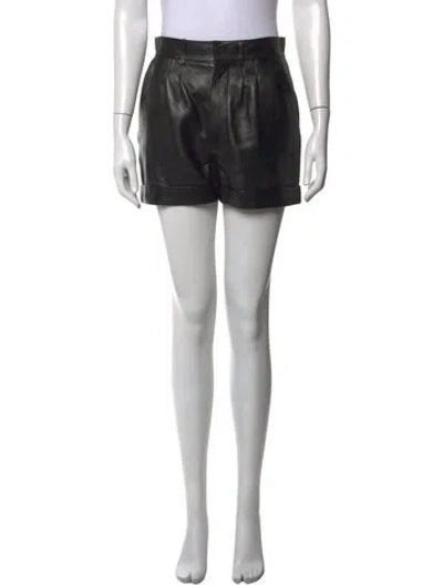 Pre-owned Saint Laurent Leather Mini Shorts In Black
