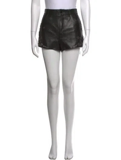 Pre-owned Saint Laurent Leather Mini Shorts W/ Tags In Black