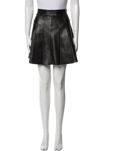 Pre-owned Saint Laurent Leather Mini Skirt In Black
