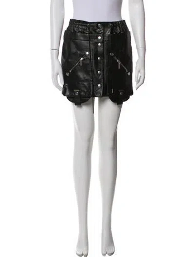 Pre-owned Saint Laurent Leather Mini Skirt In Black
