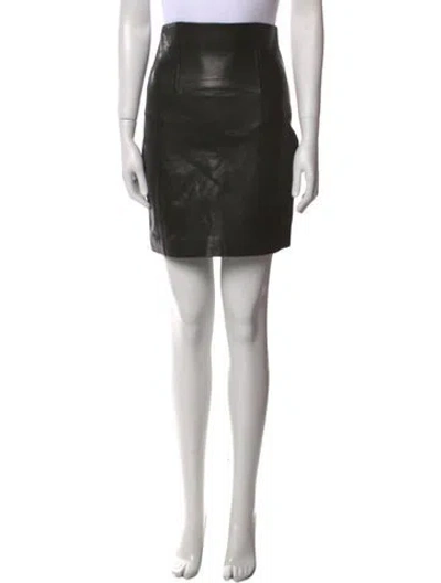 Pre-owned Saint Laurent Leather Mini Skirt In Black