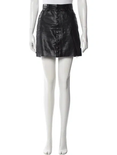 Pre-owned Saint Laurent Leather Mini Skirt In Black