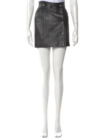 Pre-owned Saint Laurent Leather Mini Skirt In Black